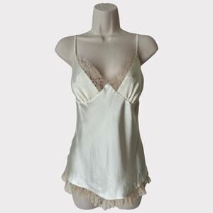 Studio Y Satin Lace Camisole Top, Size S, Ivory